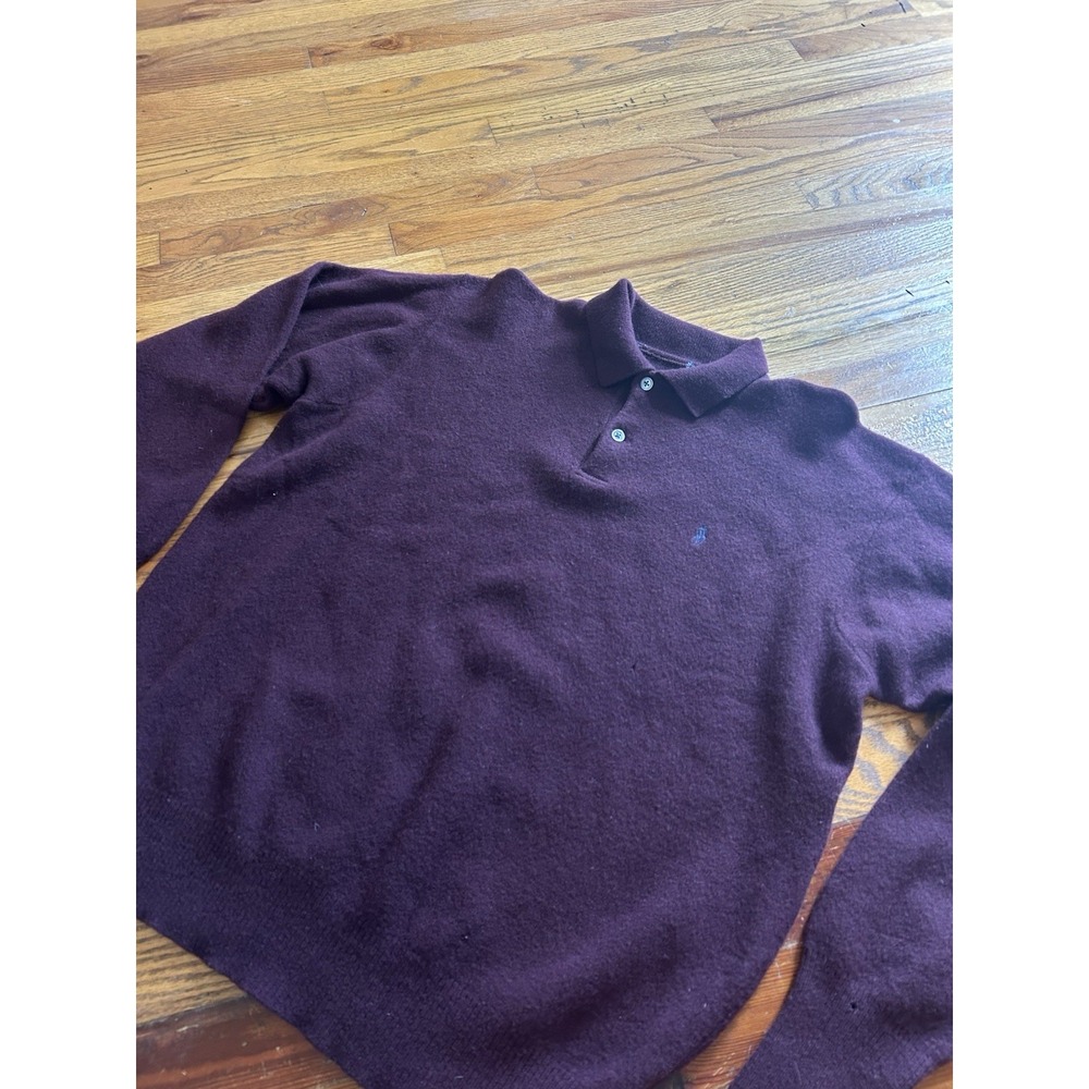 Vintage Polo Ralph Lauren Mens Wool Henley Long Sleeve Shirt Maroon Size Large
